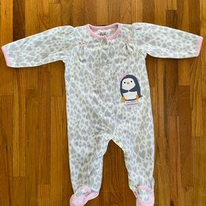 Baby girl footed fleece zip up pajamas